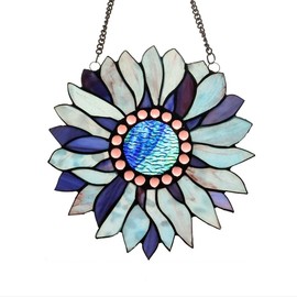 Sunflower Stained Windows Hanging Suncatcher,Crystal Flower Stained Glass Suncatchers Window Ornament Stained Glass Panel Sun Catcher Wall Hanging Decor Birthday Gift