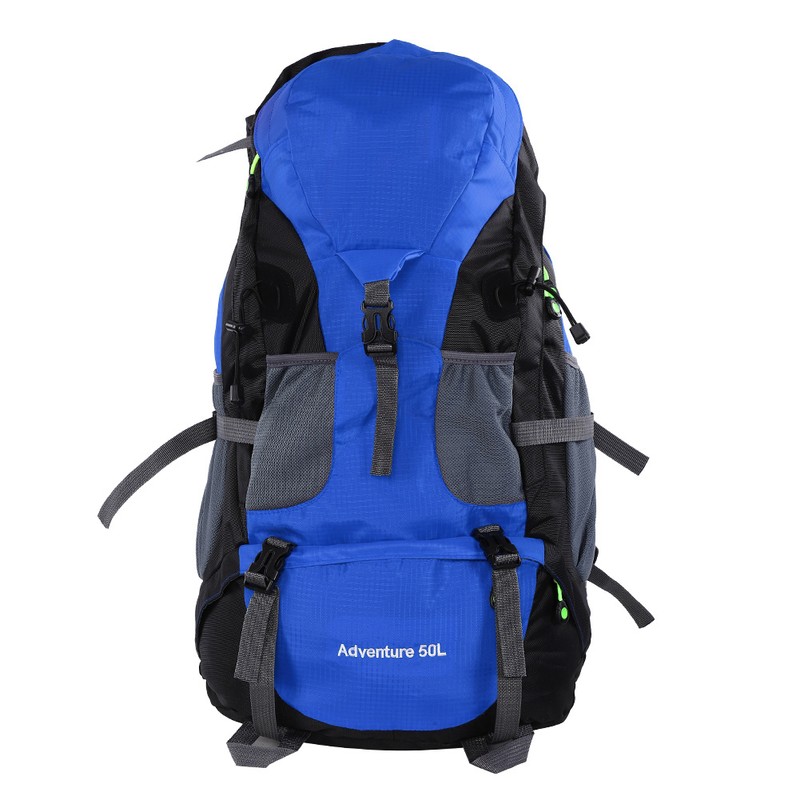 50L Waterproof Bag Camping Climbing Outdoor Travel Hiking Backpack Blue