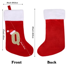 CCINEE 18 Inches Monogrammed Christmas Stockings with Letters,Q Christmas Stockings Large Monogram Plush Stockings Embroidered Letter Stockings for Christmas Family Fireplace Decoration