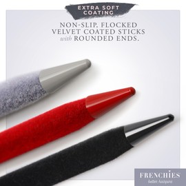 Frenchies Ultra Flocked Extra Soft Hair Chopsticks for Women, Girls, Teens, Buns, French Twist, Dancers, Womens Wedding Hair Accessories for Updo Hairstyles, Chinese Hair Sticks, Pack of 3, Grey