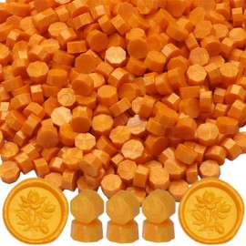 300 Pcs Wax Seal Beads, Sealing Wax Beads, Refilling Octagon Wax Sealing Beads for Wax Stamp Sealing, Perfect for Wedding Invitations, Christmas Cards, Envelopes, Letter Sealing (Orange Yellow)