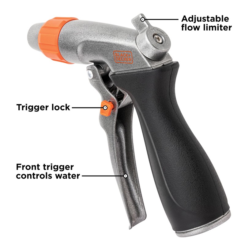 Black + Decker® Adjustable Front Trigger Nozzle – Heavy-Duty, Precision-Control