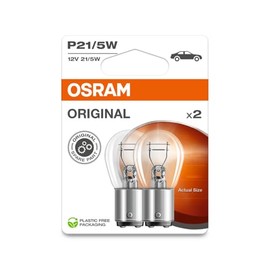 Osram Original Line 12 V Signal Lights with Metal Bases, P21/5 W, Double Blister Pack, 2 Bulbs, White