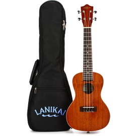Lanikai MA-C Mahogany Ukulele Essentials Bundle - Concert, with Gig Bag, Clip-On Tuner, and Felt Picks