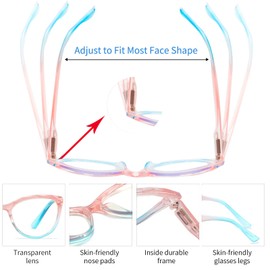 Yuluki 4 Pack Oversized Blue Light Blocking Reading Glasses, Fashion Cat Eye Ladies Computer Readers with Spring Hinge, Anti Glare Eyestrain Eyeglasses for Women +3.0