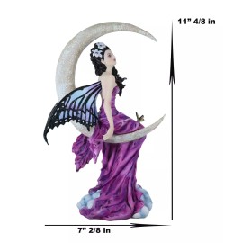 Ebros Large Amethyst Moon Celestial Butterfly Fairy Statue 11" Tall
