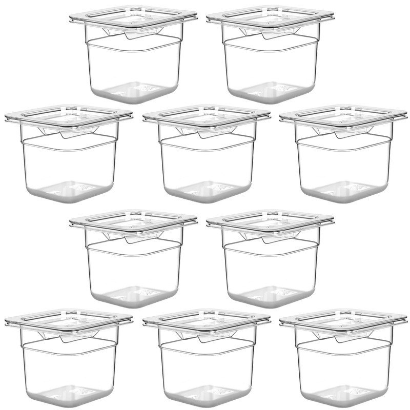 West Bay 10 Pack 1/6 Size Plastic Food Pans with