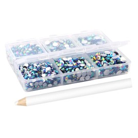 Multi Size 3mm 4mm 5mm Rhinestones Set for Nails Crafts Sapphire Non Hotfix Rhinestones Nail Gems Rhinestones AB Color&Round Flat Back Resin Rhinestones for Makeup Clothes Shoes Eye Bottles Crafts