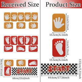 Fssqii Footprint and Palm Lattice Floor Sticker Wall Decals Colorful Feet Floor Decals Puzzle Hopscotch Game Start Wall Stickers Removable DIY Art Ground Corridor Decorrations for Kids Bedroom Nursery