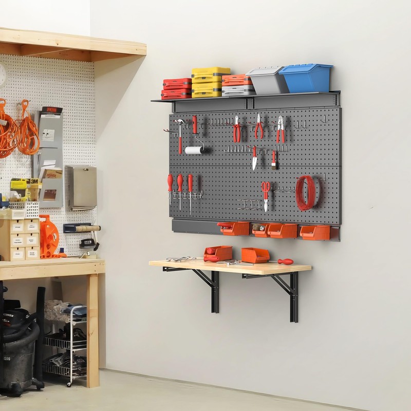 Heavy Duty Wall Mounted Folding Workbench, Collapsible Wall Table