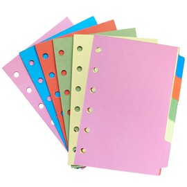 DY.2ten 10 Sheets/2 Sets Folder Dividers A7 6 Holes Mini Folder Index Dividers A7 Coloured Index Dividers Blank for Ring Binder, Notebook, Planner