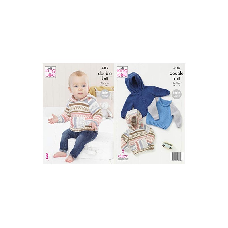 King Cole 5416 Knitting Pattern Baby Raglan Sweaters in Cherish