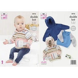 King Cole 5416 Knitting Pattern Baby Raglan Sweaters in Cherish DK and Cherished DK