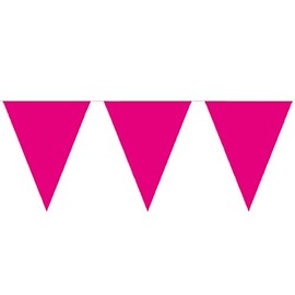 Bunting Cerise 10 metres long with 15 Flags, Triangle, Plastic