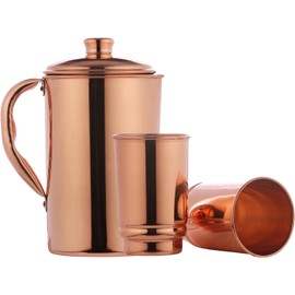HealthGoodsAU - Pure Copper Water Jug with 2 Copper Tumbler | Copper Pitcher and Tumbler for Ayurveda Health Benefit