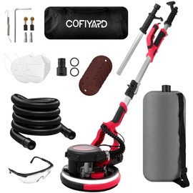 Cofiyard Drywall Sander,1250W Electric Drywall Sander with Vacuum Dust Collector,7 Variable Speed LED Light 900-1800RPM Ceiling Sander,Foldable & Extendable Handle Ceiling Popcorn Removal Tool