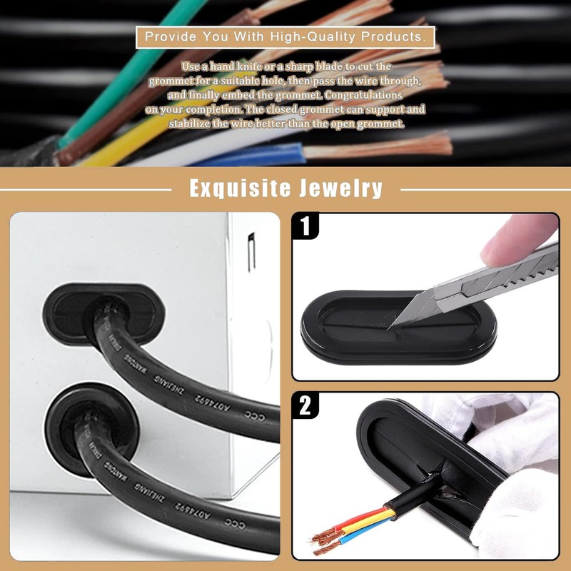 TA-VIGOR 4Pcs Oval Rubber Grommet, 46 x 23mm Double Sided
