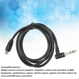 6.35mm to MIDI Din 5Pin Male Cable, Right Angle 90 Degree MIDI Cable Male Cable, 6.35mm Male to MIDI Din 5Pin Male Cable Sound Connection Cable, 4.9ft