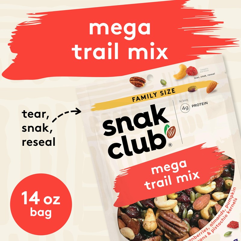 Snak Club Mega Trail Mix, Family Size, 14 Ounce