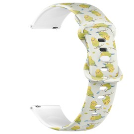 Compatible with Garmin Forerunner 255/255 Music, 265, 745, Venu 2, Venu 3, Vivoactive 4, 22mm Replacement Sport Watch Band (Cartoon Budgie Parrot) Silicone Soft Strap Bracelet