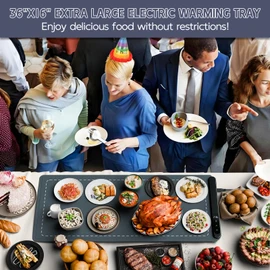 NLFDBFSH XXL 36"x16" Extra Large Warming Mat for Food (Insulated Mat Included), Food Warming Mat with 6 Temperature Settings and 6 Hour Timer, Electric Warming Trays for Buffets Party, Home Use