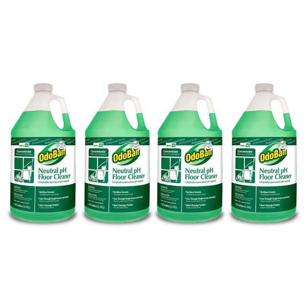 OdoBan Professional Series Neutral pH No Rinse Floor Cleaner Concentrate, Set of 4, 1 Gallon Each