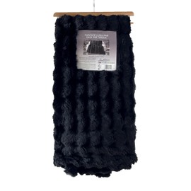 Northwest Ashford Home Essentials Ultra Fine Faux Fur Throw Blanket, 50" x 60", Black Cascade