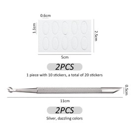 2 Stück Doppelendige Maniküre-Werkzeuge Und 2 Blatt Weißes Schleifpapier, Nagelreparatur-Werkzeuge, Edelstahl-Maniküre-Werkzeuge, Nagelhautschneider