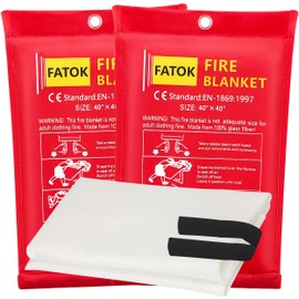 FATOK Kitchen Fire Blanket for Home Safety 2 Pack Emergency Fire Suppression Blankets for Kitchen, 40” x 40” Fiberglass Fire Blankets (2-Pack)