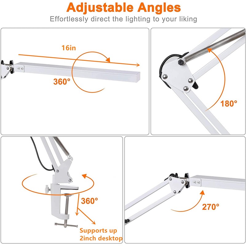 LED Desk Lamp, BZBRLZ Metal Swing Arm Lamp, Eye-Caring Architect