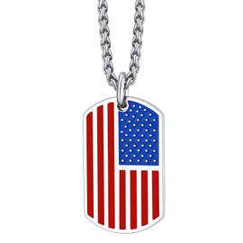 Dog Tags Necklace for Men 4th of July Stainless Steel Silver Chain Military Army Pendant Necklaces