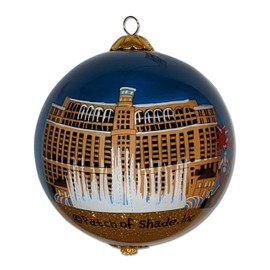 Las Vegas Christmas Ornament Hand Painted from Inside with Gift Box