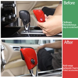 Moittellc Gear Shifter Head Cover Compatible with Nissan Pathfinder 2013-2018, Center Console Gear Shift Knob Hand Brake Cover Decorative Protection Sticker Accessories(A Sports red)