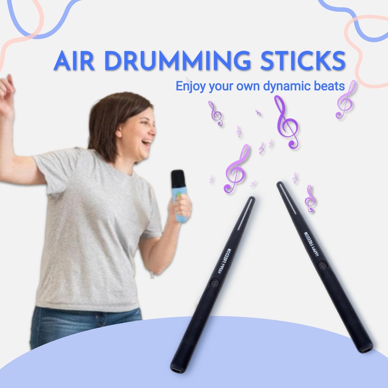 Air Drumsticks for Adults, Electric Air Drum Set, Portable Virtual