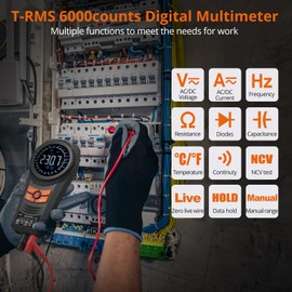 Proster Multimeter TRMS 6000 Counts Multi Meter with DC/AC Voltage DC/AC Current NCV Temperature Capacitance Resistance Diode Continuity Voltage Multimeter Tester with Cloth Bag