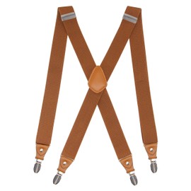 Doloise Adjustable Elastic X Back Style Suspenders for Men's and Women's With Strong Metal Clips (Coffe-01)