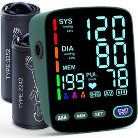 Blood Pressure Monitor,2 Cuff Sizes Automatic Upper Arm Blood Pressure Machine,9-17'' & 13-21'' Extra Large Blood Pressure Cuff Large LED Backlit Screen-3 User Mode/USB Cable and 4 AAA Batteries