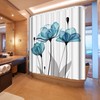 LIVETTY Blue Floral Fabric Shower Curtains Water Mould Proof 180x180cm