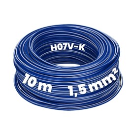 Kalitec 10 Metres H07V-K 1.5 mm² Dark Blue/White Wiring Cable I Flexible Wire PVC Single Wire I Stranded I Wiring Fine-stranded I Single Cable I Single Wire I Switch Wire