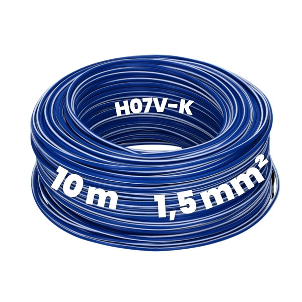 Kalitec 10 Metres H07V-K 1.5 mm² Dark Blue/White Wiring Cable