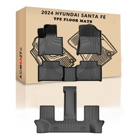 AOMSAZTO Floor Mats Fit for 2024 Hyundai Santa Fe Floor Mat TPE All Weather Floor Liner for 1st & 2nd & 3Row Full Set Car Liners Black