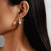 GretWal Antique Silver Huggie Hoop Earrings for Women Glitter Clear