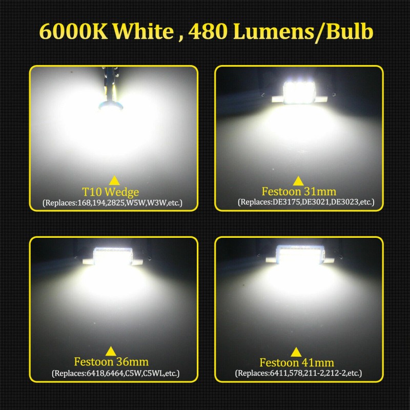 BMTxms 11x White Interior LED Light Bulbs Package Kit for