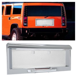HECASA Rear License Plate Frame Compatible with 2003-2005 Hummer H2 License Plate Bezel Cover Trim Molding Chrome ABS Plastic 3Pcs