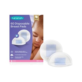 Lansinoh Disposable Breast Pads Pack of 60 for nursing breastfeeding mothers, essential for hospital bag, thin super absorbent layers, discreet fit