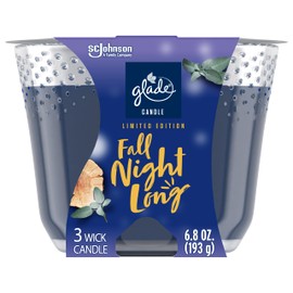 Glade Candle Fall Night Long, Fragrance Candle Infused with Essential Oils, Air Freshener Candle, 3-Wick Candle, 6.8oz