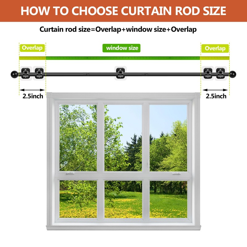 Curtain Rods No Drilling for Windows Set 66 to 120-128