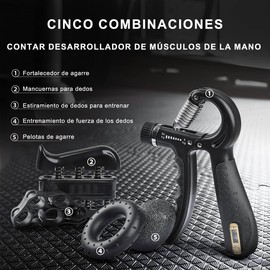 DQST Fortalecedor de Agarre, 5 en 1 Ejercitador de Mano Ejercitador Antebrazo, Contador, para El Tratamiento, Recuperación y Entrenamiento Fuerza de Las Articulaciones de Los Dedos