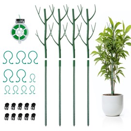 Monstera 4 Pack Plant Support Stakes, 28.8” Plant Stakes with Orchid Clips and Twist Ties, Plant Support Plant Stakes for Indoor Plants, Perfect Indoor Plant Stakes