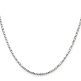 GlittersandGold Sterling Silver 2mm Diamond-cut Round Box Chain Necklace